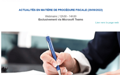 Participation de Me Emanuele Ceci au webinaire UCLouvain – Actualités en matière de procédure fiscale